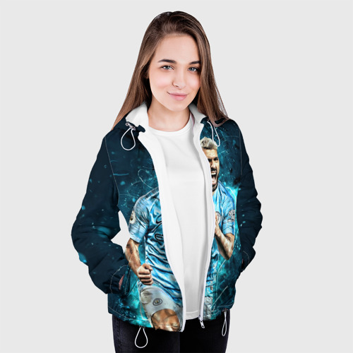 Женская куртка 3D Серхио Агуэро, цвет белый - фото 4