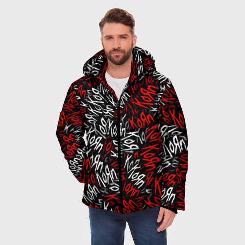 Мужская зимняя куртка 3D KoЯn паттерн, цвет черный - фото 3