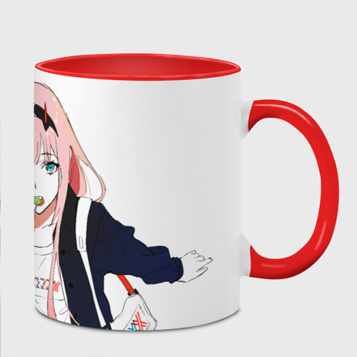 Кружка с полной запечаткой Zero Two, Darling in the Franx, цвет белый + красный