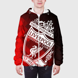 Куртка с принтом Liverpool Ливерпуль для мужчины, вид на модели спереди №3. Цвет основы: белый