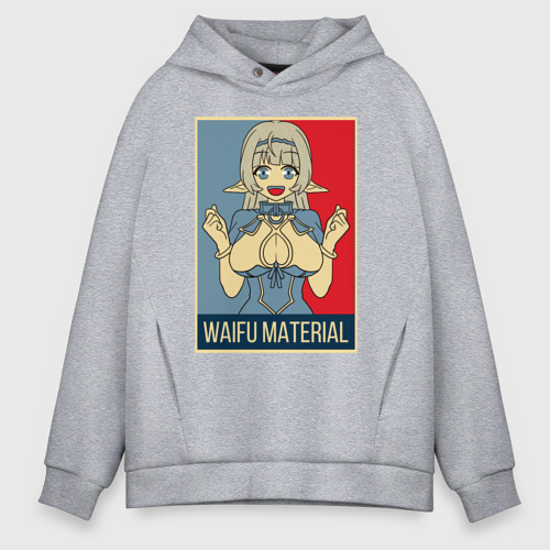 Мужское худи Oversize хлопок Waifu material, цвет меланж