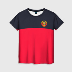 Женская футболка 3D Стиль СССР с гербом на спине