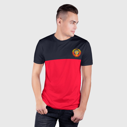 Мужская футболка 3D Slim Стиль СССР с гербом на спине, цвет 3D печать - фото 3