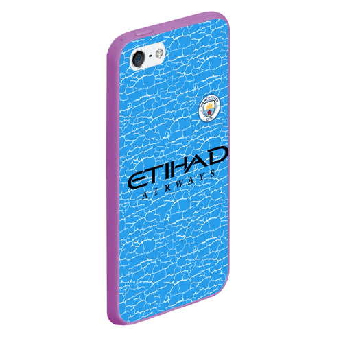 Чехол для iPhone 5/5S матовый Манчестер сити Manchester, цвет фиолетовый - фото 3