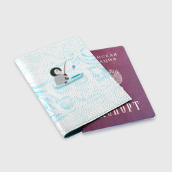 Обложка для паспорта матовая кожа Пингвин рыбачит - фото 2