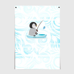 Постер Пингвин рыбачит
