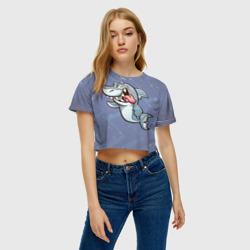 Женская футболка Crop-top 3D Акула - фото 2
