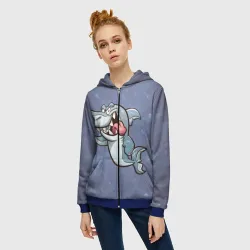 Женская толстовка 3D на молнии Акула - фото 2