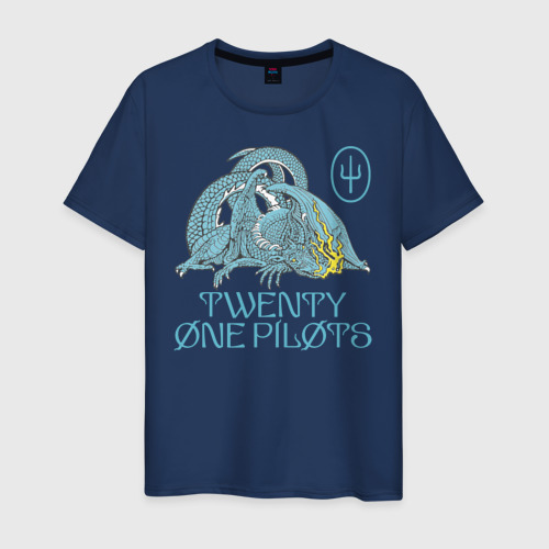Мужская футболка хлопок Twenty one pilots SaI Дракон, цвет темно-синий