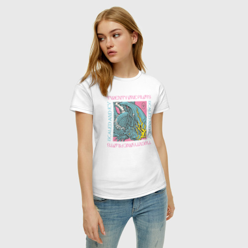 Женская футболка хлопок Twenty One Pilots SAI, цвет белый - фото 3