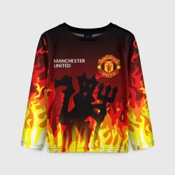 Детский лонгслив 3D Manchester united дьявол