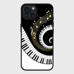 Чехол силиконовый для Apple iPhone 15 матовый Музыкальный узор