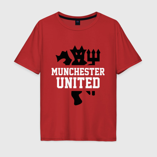 Мужская футболка хлопок Oversize Манчестер Юнайтед Red Devils, цвет красный
