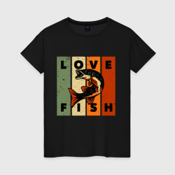 Женская футболка хлопок Love fish Люблю рыбу