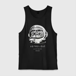 Мужская майка хлопок ASTRONAUT CAT КОТ КОСМОНАВТ