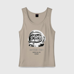 Женская майка хлопок Astronaut cat кот космонавт