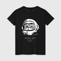 Женская футболка хлопок Astronaut cat кот космонавт
