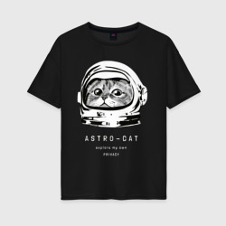 Женская футболка хлопок Oversize Astronaut cat кот космонавт