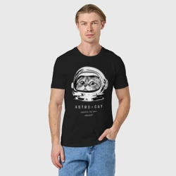Мужская футболка хлопок ASTRONAUT CAT КОТ КОСМОНАВТ - фото 2
