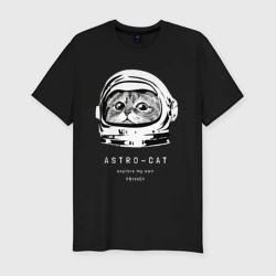 Мужская футболка хлопок Slim ASTRONAUT CAT КОТ КОСМОНАВТ