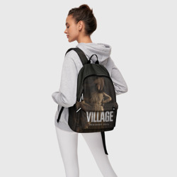Рюкзак с принтом Resident evil village для любого человека, вид спереди №4. Цвет основы: белый