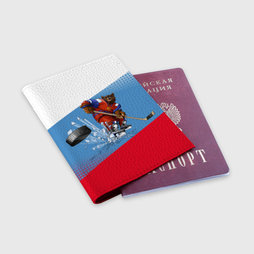 Обложка для паспорта матовая кожа Русский хоккей, цвет красный - фото 3