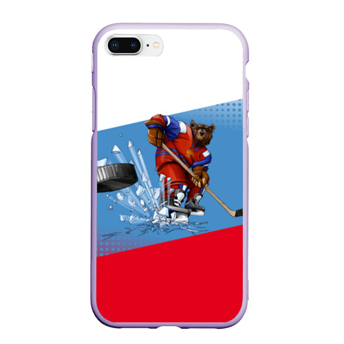 Чехол для iPhone 7Plus/8 Plus матовый Русский хоккей, цвет светло-сиреневый