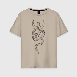 Женская футболка хлопок Oversize Лунная змея