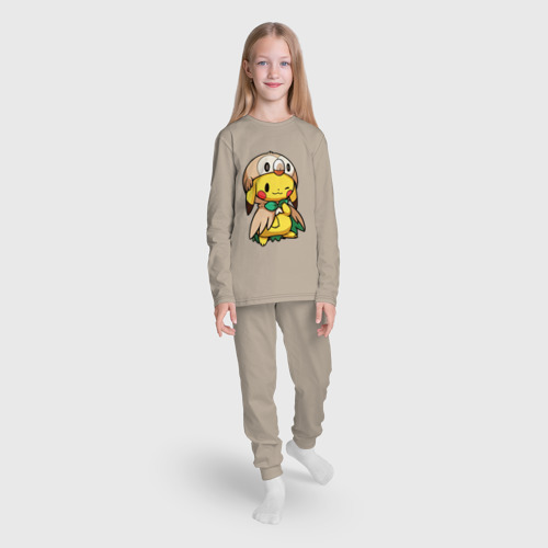 Детская пижама с лонгсливом хлопок Пикачу    совенок, цвет миндальный - фото 5