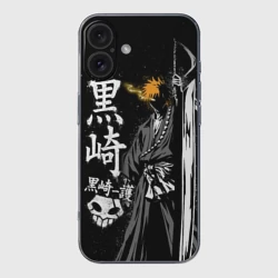Чехол для iPhone 16 силиконовый с защитой камеры Bleach, Ичиго с мечом