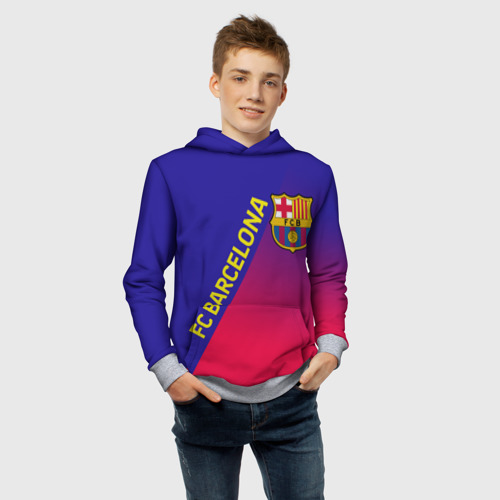 Детская толстовка 3D FC Barcelona ФК Барселона, цвет меланж - фото 6