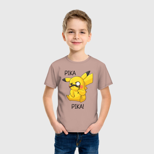 Детская футболка хлопок с принтом Детектив   Пикачу, фото на моделе #1