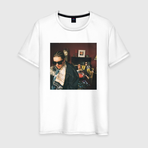 Мужская футболка хлопок SALUKI & 104 СТЫД ИЛИ СЛАВА, цвет белый