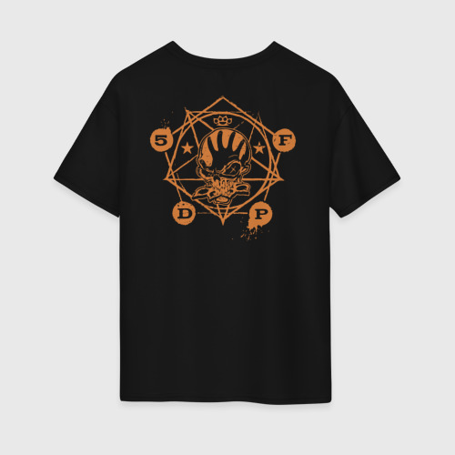 Женская футболка хлопок Oversize Five Finger Death Punch Skull, цвет черный - фото 2