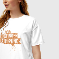 Женская футболка хлопок Oversize Five Finger Death Punch Skull - фото 2