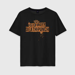 Женская футболка хлопок Oversize Five Finger Death Punch Skull