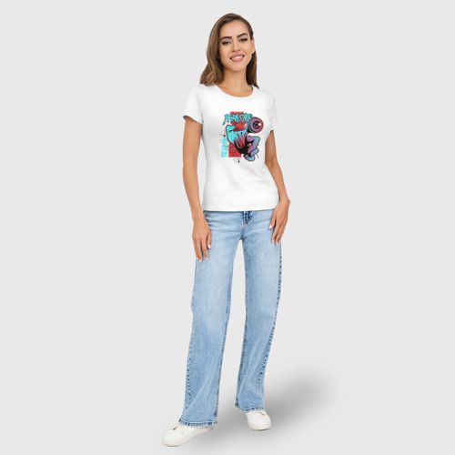 Женская футболка хлопок Slim Паразит, цвет белый - фото 5