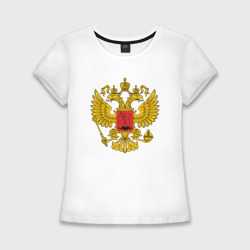 Женская футболка хлопок Slim Герб России Russia