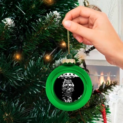 Ёлочный шар стеклянный/пластиковый Чёрный клевер череп демона - фото 2