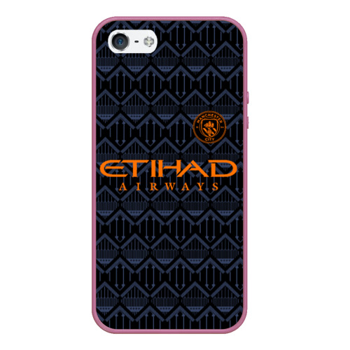 Чехол для iPhone 5/5S матовый Manchester city Манчестер, цвет розовый