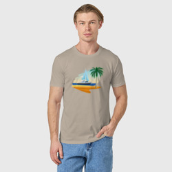 Мужская футболка хлопок Корабль и пальма - фото 2