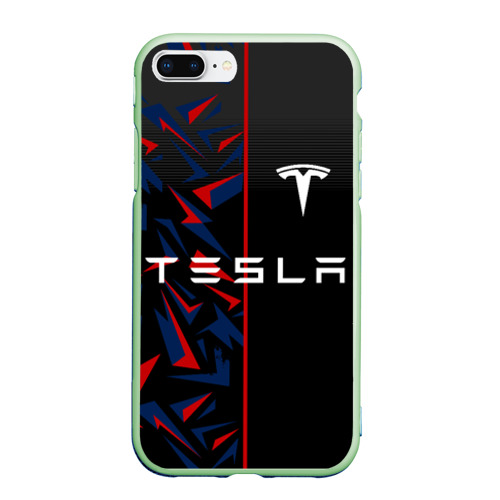 Чехол для iPhone 7Plus/8 Plus матовый Tesla motors Тесла, цвет салатовый