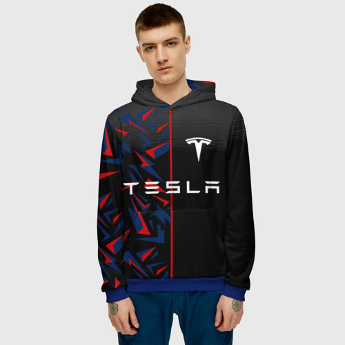 Мужская толстовка 3D Tesla motors Тесла, цвет синий - фото 3