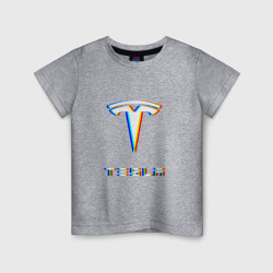 Детская футболка хлопок Tesla motors glitch Тесла