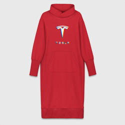 Платье удлиненное хлопок Tesla motors glitch Тесла