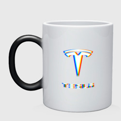 Кружка хамелеон Tesla motors glitch Тесла