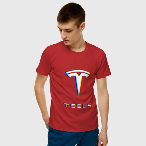 Мужская футболка хлопок TESLA MOTORS GLITCH | ТЕСЛА Фото 01