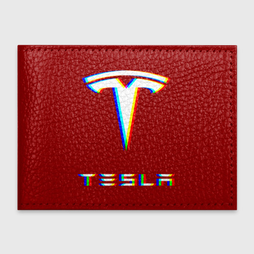 Обложка для студенческого билета Tesla motors glitch Тесла, цвет красный