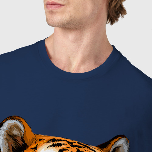 Мужская футболка хлопок Тигр, цвет темно-синий - фото 6