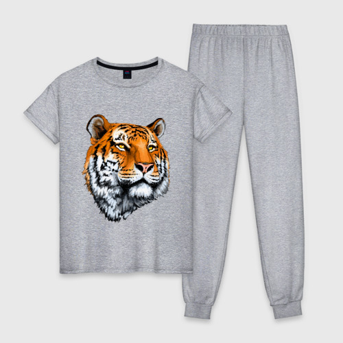 Женская пижама хлопок Тигр, цвет меланж